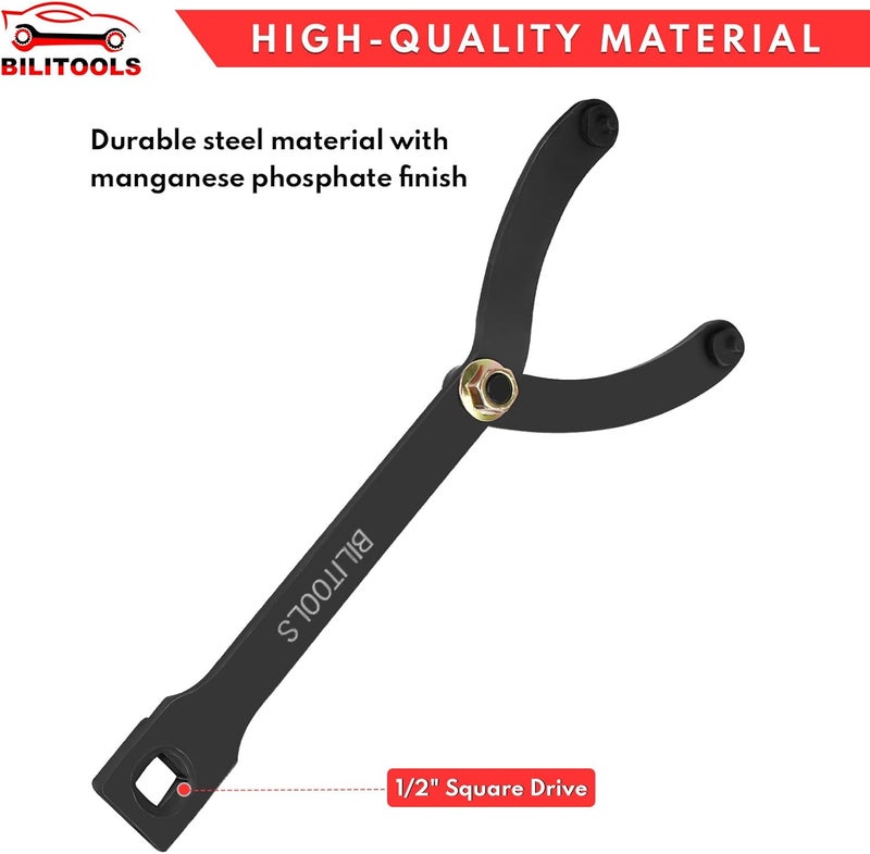 BILITOOLS 15PCS Universal Pulley Holder Tool Kit, 1/2-inch drive ratchet Adjustable Spanner Wrench with Variable Pins 3.5mm, 4mm, 4.5mm, 5mm, 6mm, 6.5mm and 10mm fits Camshaft pulleys. - Image 5